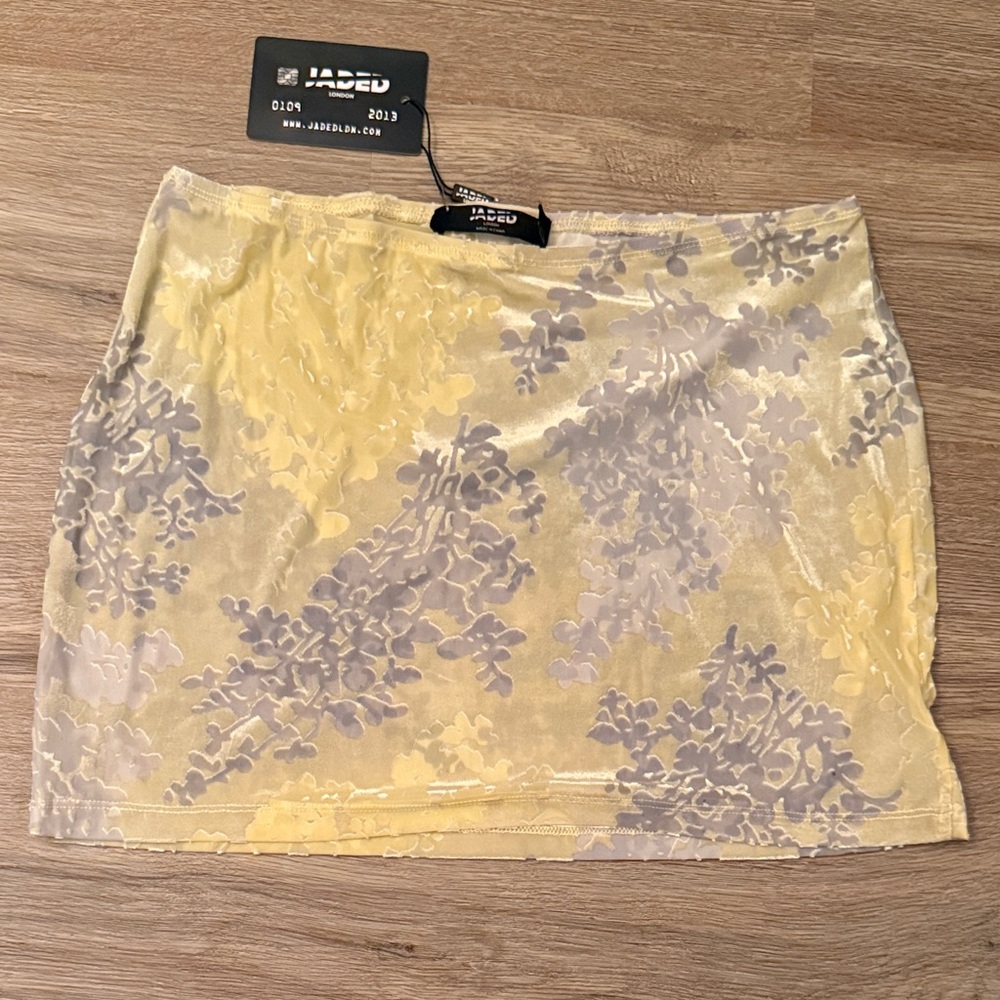 Jaded London Yellow and Gray Mini Skirt
